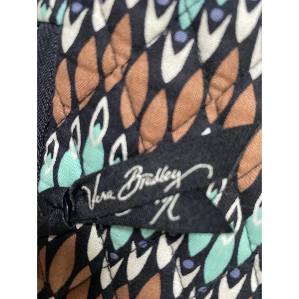 Vera Bradley Sierra Stream Laptop Bag Quilted Classic Teal Brown Black Interior